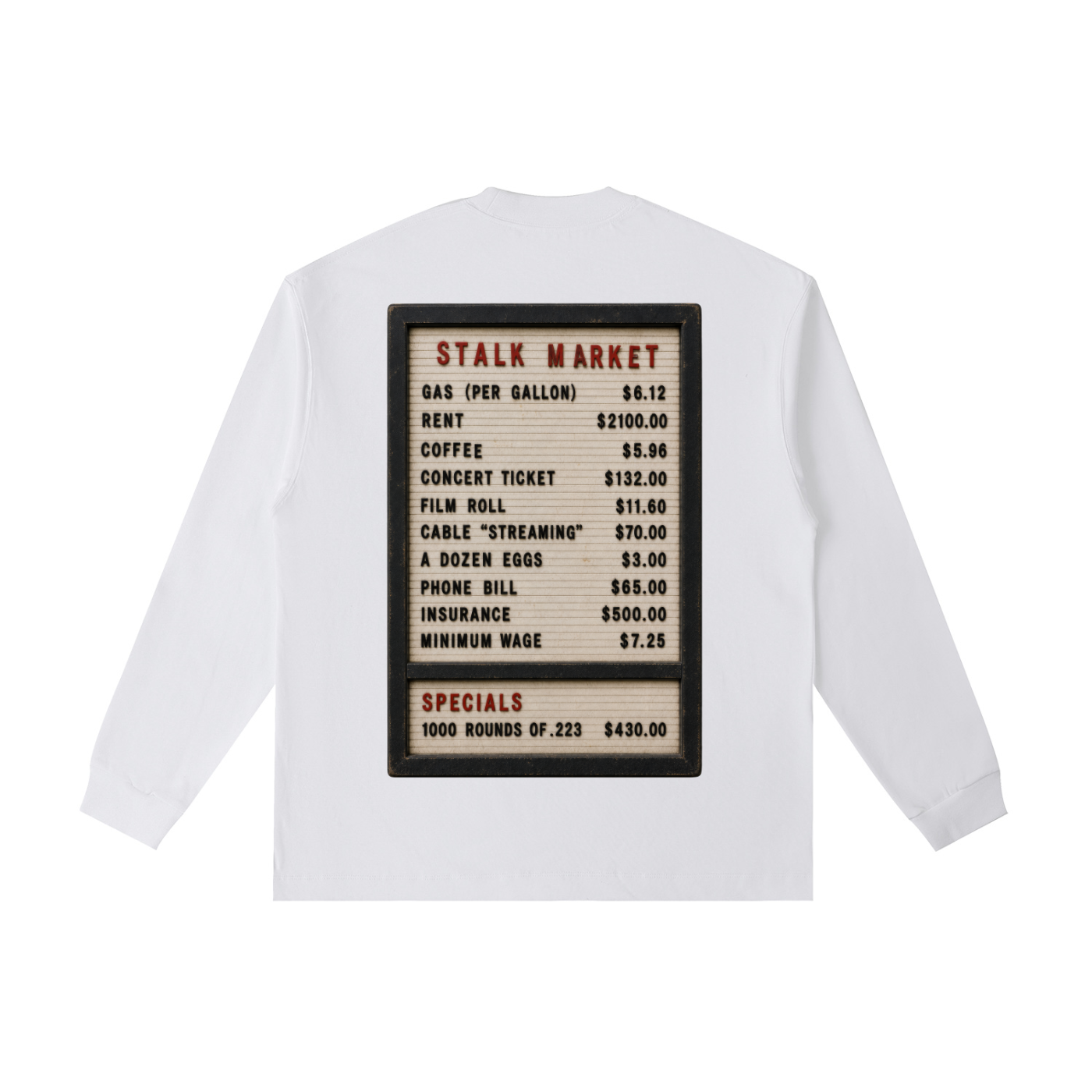 Stalk Market Grocery Menu Long Sleeve