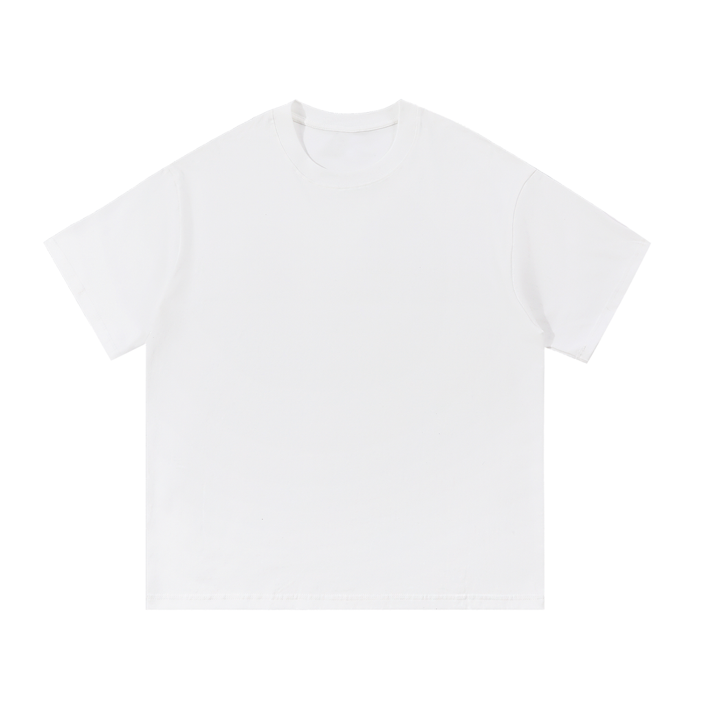White t-shirt with a logo on a white background