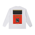Back view of a white long-sleeve T-shirt featuring a retro PC Engine HuCARD game cartridge labeled "Class War" with Stalk Market branding.